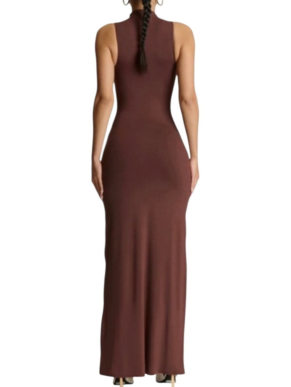 NWT Naked Wardrobe Chocolate Brown Sleeveless Bodycon Maxi Dress Size 2X - Picture 2 of 6